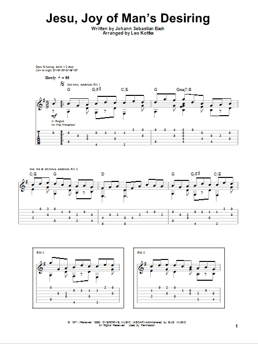 Download Leo Kottke Jesu, Joy Of Man's Desiring Sheet Music and learn how to play Guitar Tab PDF digital score in minutes