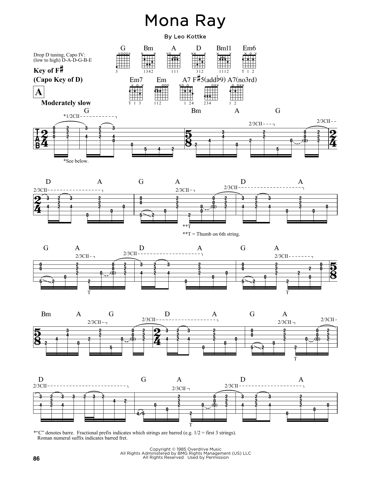 Download Leo Kottke Mona Ray Sheet Music and learn how to play Guitar Tab PDF digital score in minutes