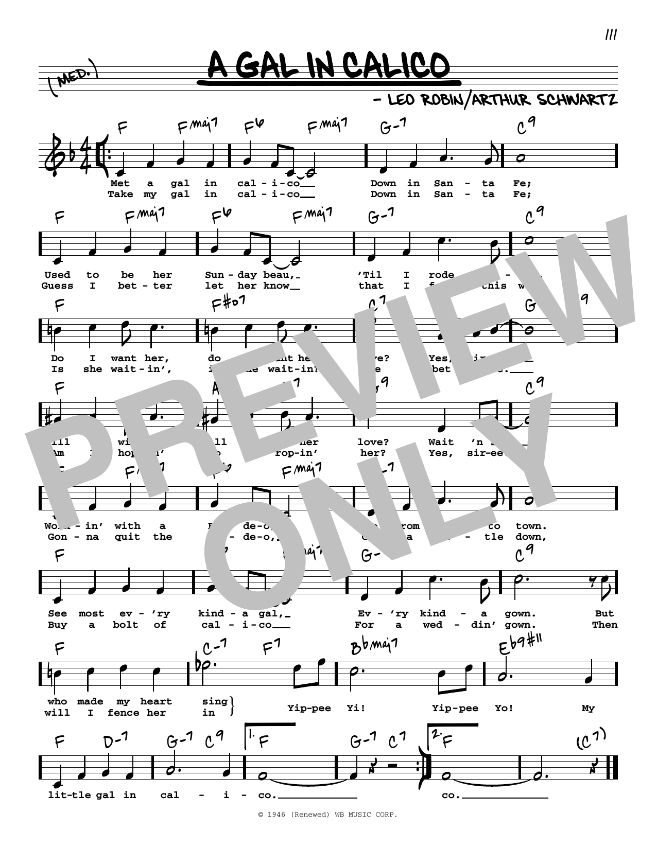 Download Leo Robin and Arthur Schwartz A Gal In Calico (High Voice) Sheet Music and learn how to play Real Book – Melody, Lyrics & Chords PDF digital score in minutes