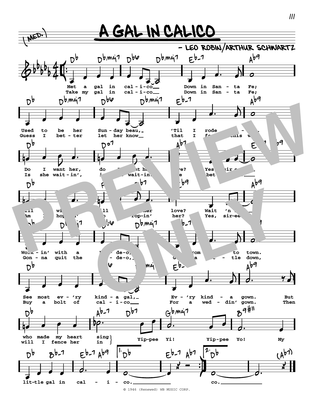 Download Leo Robin and Arthur Schwartz A Gal In Calico (Low Voice) Sheet Music and learn how to play Real Book – Melody, Lyrics & Chords PDF digital score in minutes