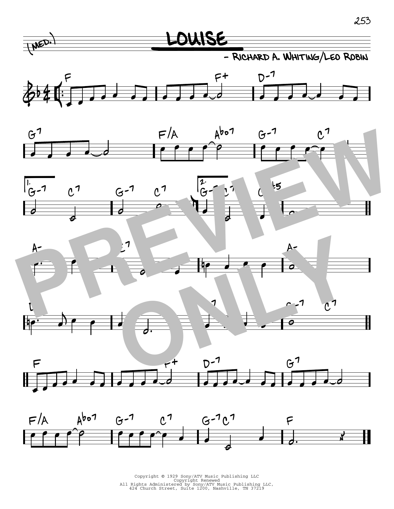Download Leo Robin and Richard A. Whiting Louise Sheet Music and learn how to play Real Book – Melody & Chords PDF digital score in minutes