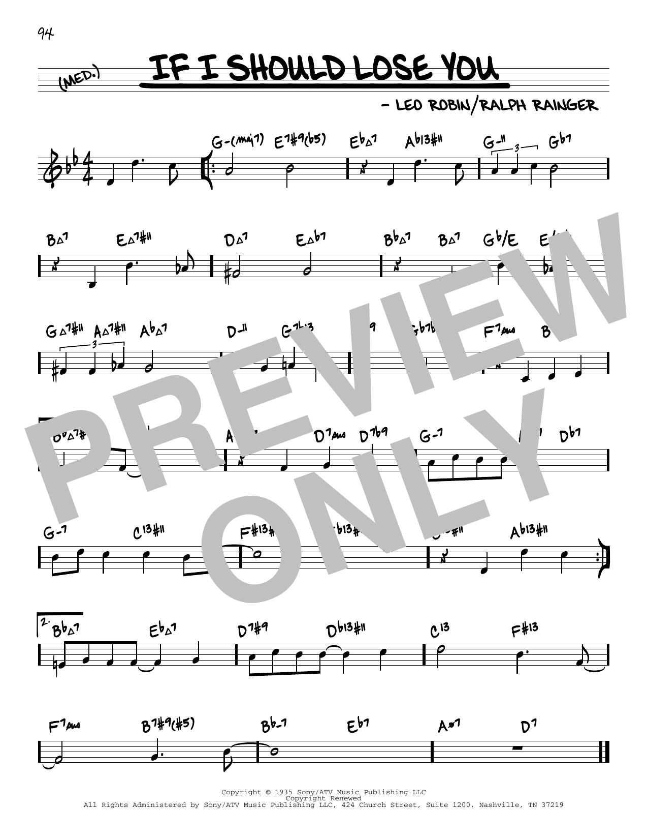 Download Leo Robin If I Should Lose You Sheet Music and learn how to play Melody Line, Lyrics & Chords PDF digital score in minutes