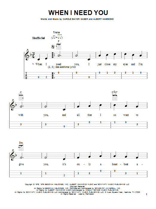 Download Leo Sayer When I Need You Sheet Music and learn how to play Ukulele PDF digital score in minutes