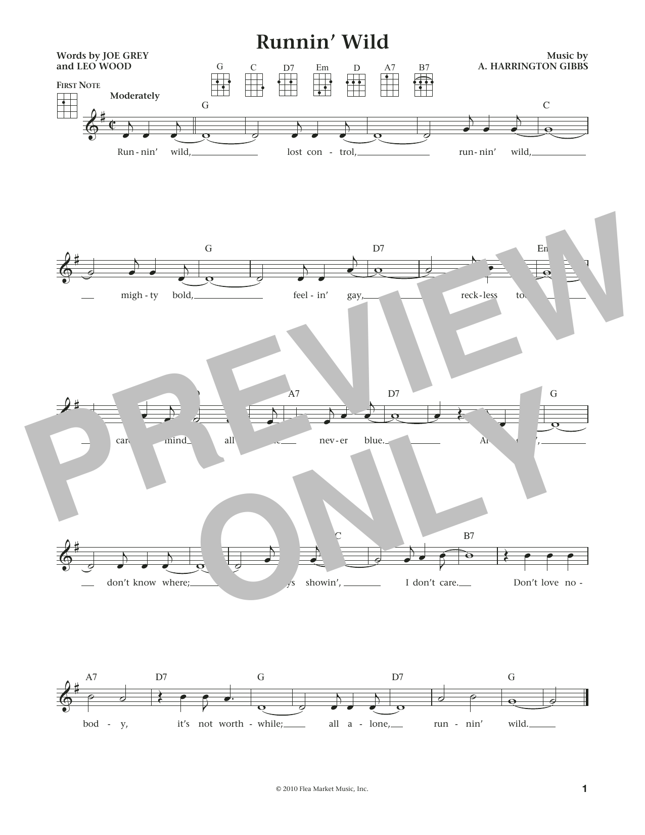 Download Leo Woods Runnin' Wild Sheet Music and learn how to play Ukulele PDF digital score in minutes