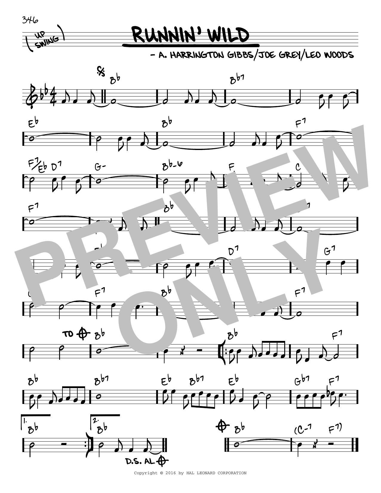 Download Leo Woods Runnin' Wild Sheet Music and learn how to play Real Book – Melody & Chords PDF digital score in minutes