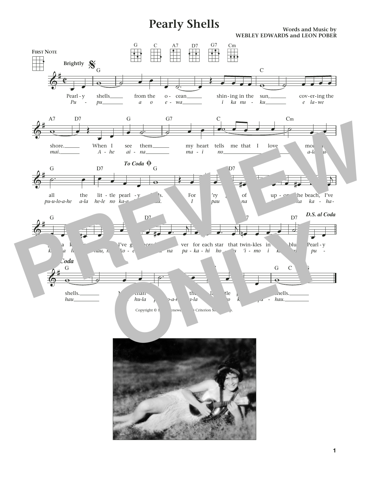 Download Leon Pober Pearly Shells (Pupu O Ewa) Sheet Music and learn how to play Ukulele PDF digital score in minutes