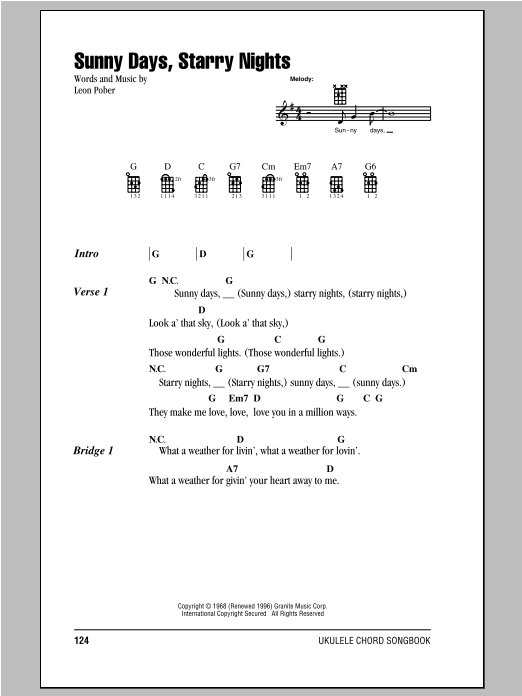 Download Leon Pober Sunny Days, Starry Nights Sheet Music and learn how to play Ukulele PDF digital score in minutes