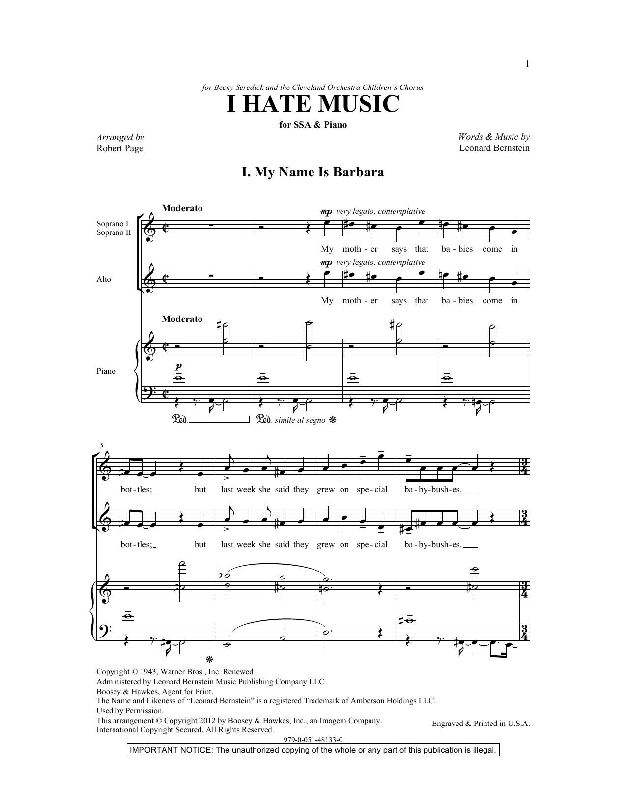 Download Robert Page My Name Is Barbara Sheet Music and learn how to play SSA PDF digital score in minutes