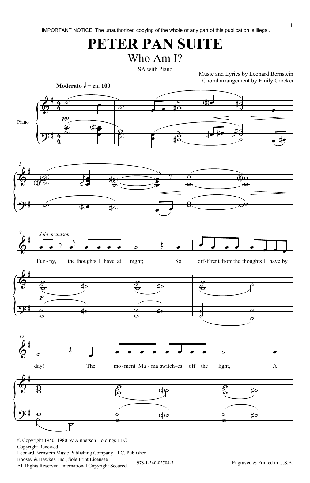 Download Leonard Bernstein Peter Pan Suite (Collection) (arr. Emily Crocker) Sheet Music and learn how to play Choir PDF digital score in minutes