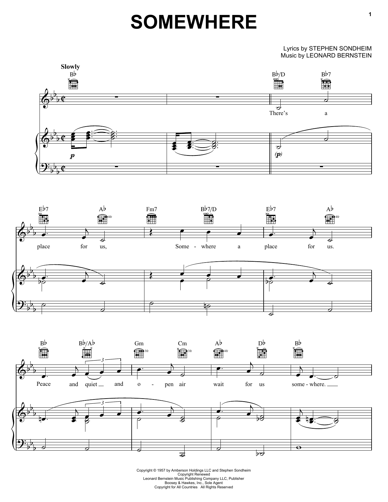 Download Leonard Bernstein Somewhere (from West Side Story) Sheet Music and learn how to play Clarinet Solo PDF digital score in minutes