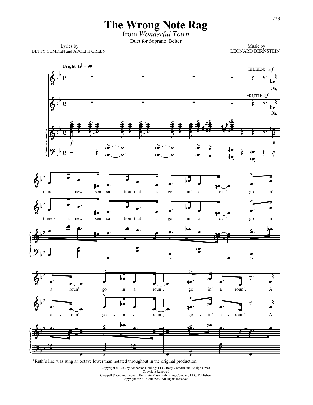 Download Leonard Bernstein The Wrong Note Rag (from Wonderful Town) (Vocal Duet) Sheet Music and learn how to play Piano & Vocal PDF digital score in minutes