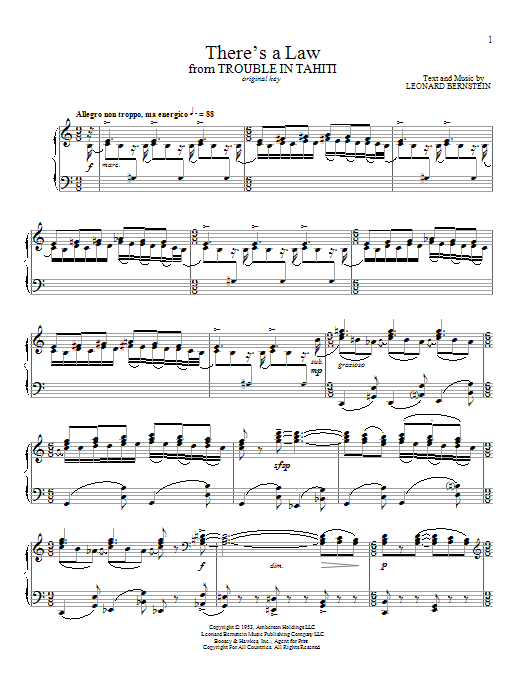 Download Leonard Bernstein There's A Law Sheet Music and learn how to play Piano & Vocal PDF digital score in minutes