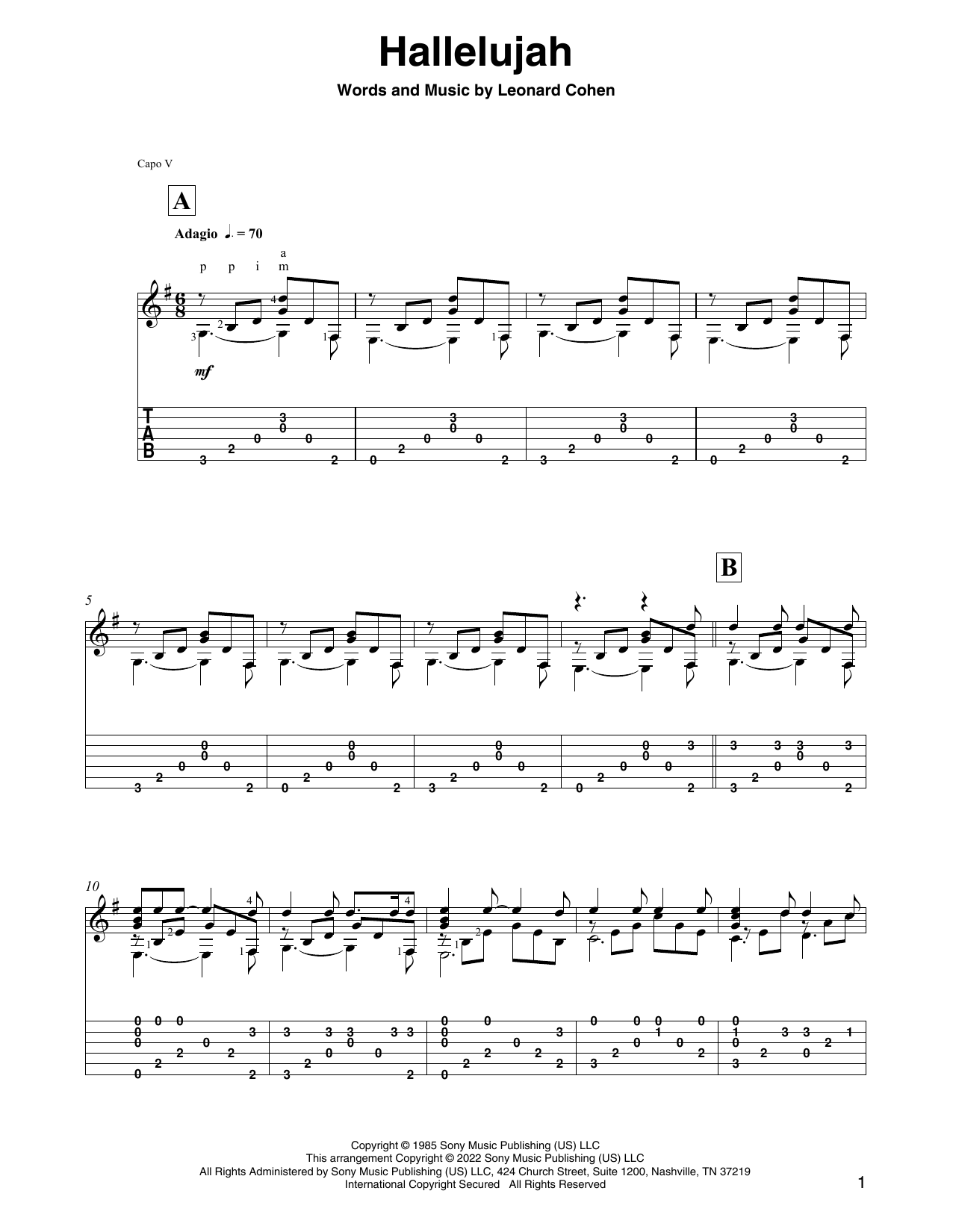 Download Leonard Cohen Hallelujah (arr. David Jaggs) Sheet Music and learn how to play Solo Guitar PDF digital score in minutes