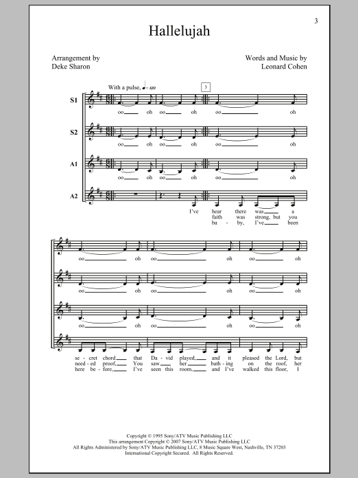 Download Deke Sharon Hallelujah Sheet Music and learn how to play SSA PDF digital score in minutes