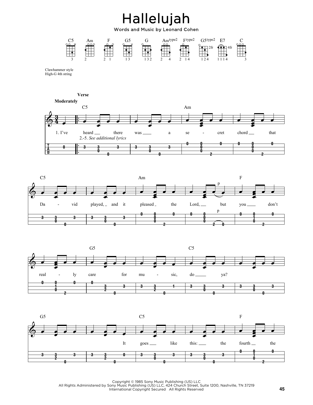 Download Leonard Cohen Hallelujah (arr. Jim Schustedt) Sheet Music and learn how to play Ukulele PDF digital score in minutes
