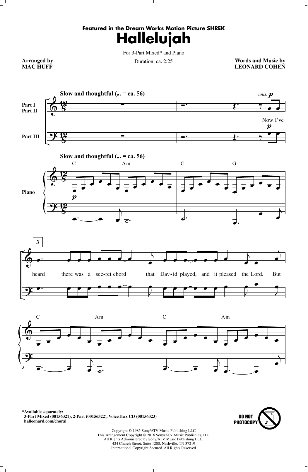Download Mac Huff Hallelujah Sheet Music and learn how to play 2-Part Choir PDF digital score in minutes