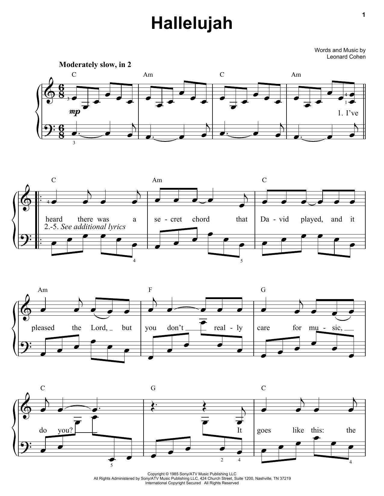 Download Leonard Cohen Hallelujah Sheet Music and learn how to play Mandolin PDF digital score in minutes