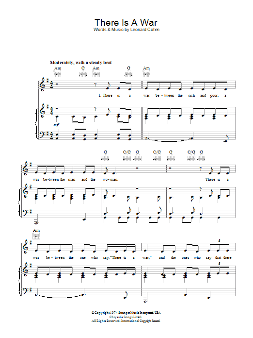 Download Leonard Cohen There Is A War Sheet Music and learn how to play Lyrics & Chords PDF digital score in minutes