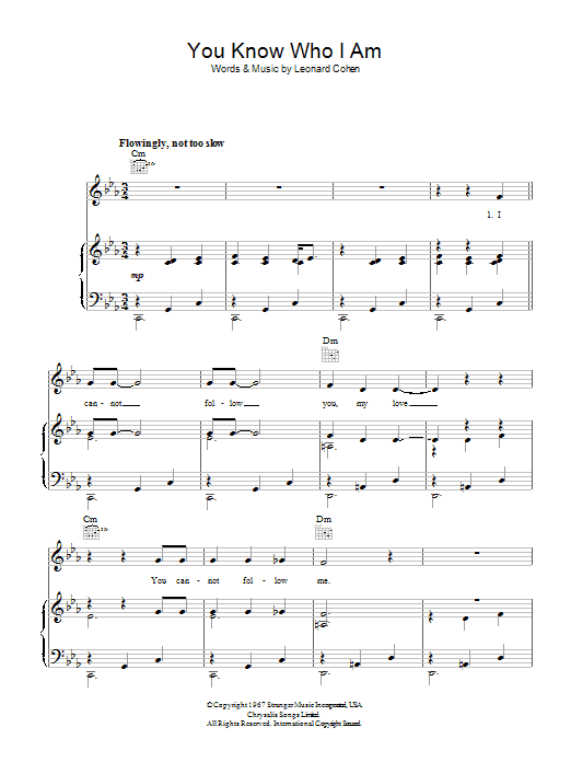 Download Leonard Cohen You Know Who I Am Sheet Music and learn how to play Lyrics & Chords PDF digital score in minutes