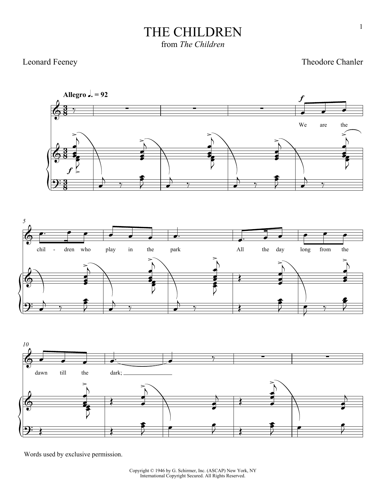 Download Leonard Feeney and Theodore Chanler The Children Sheet Music and learn how to play Piano & Vocal PDF digital score in minutes