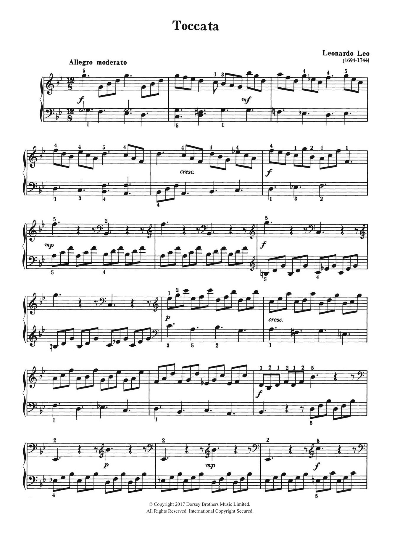Download Leonardo Leo Toccata Sheet Music and learn how to play Piano PDF digital score in minutes