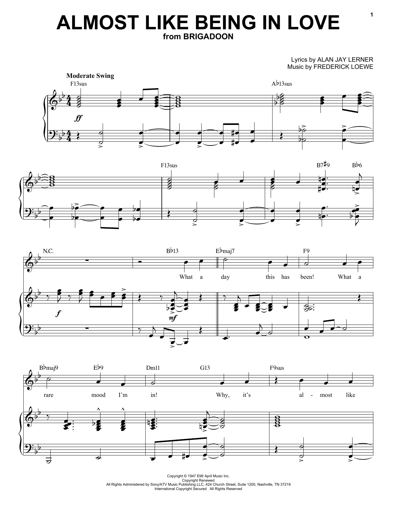 Download Lerner & Loewe Almost Like Being In Love [Jazz version] (arr. Brent Edstrom) Sheet Music and learn how to play Piano & Vocal PDF digital score in minutes