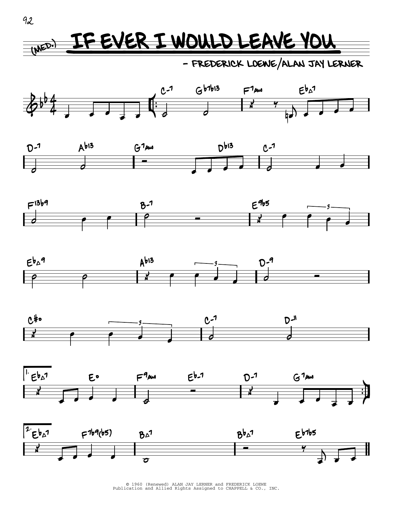 Download Lerner & Loewe If Ever I Would Leave You (arr. David Hazeltine) Sheet Music and learn how to play Real Book – Enhanced Chords PDF digital score in minutes