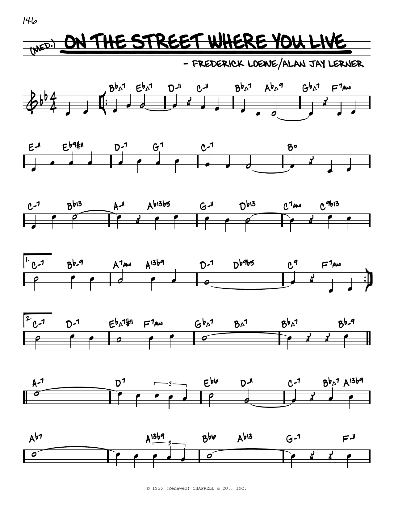 Download Lerner & Loewe On The Street Where You Live (arr. David Hazeltine) Sheet Music and learn how to play Real Book – Enhanced Chords PDF digital score in minutes