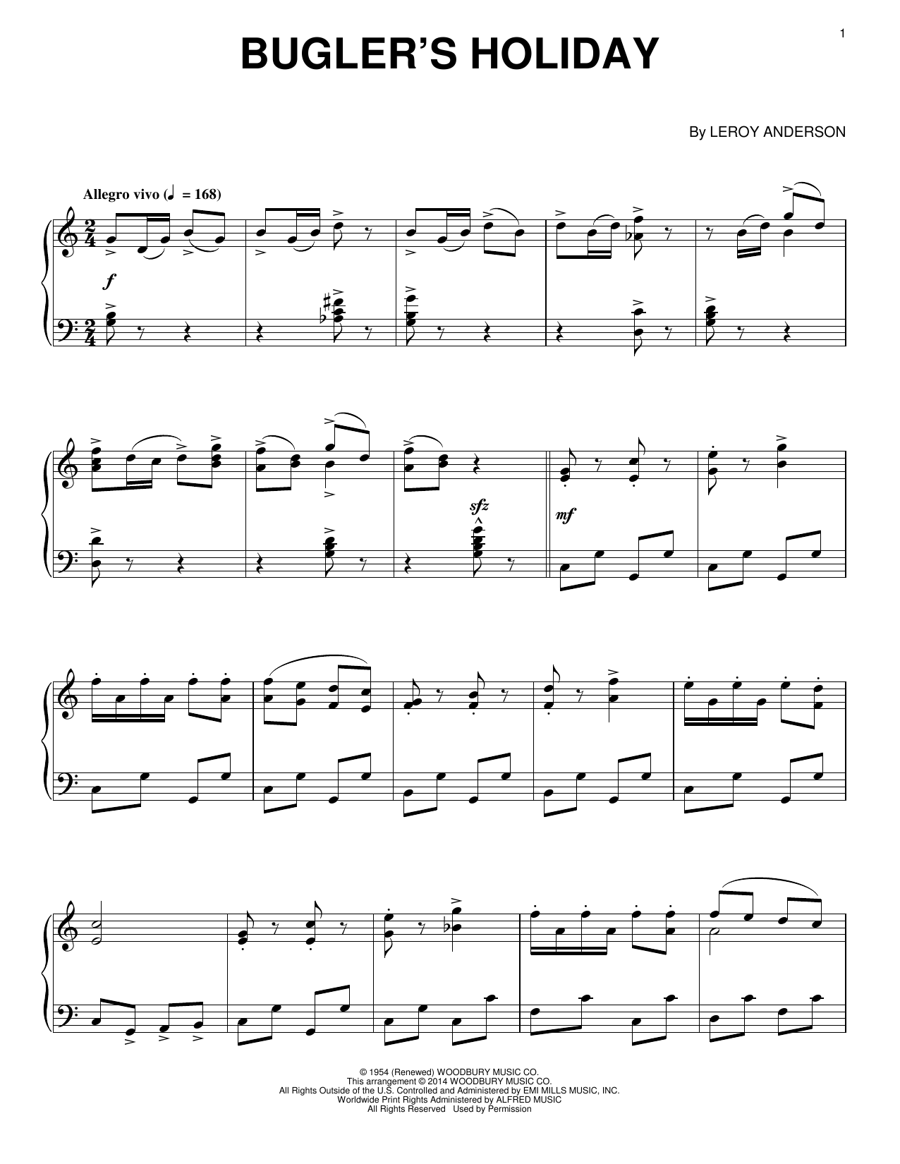 Download Leroy Anderson Bugler's Holiday Sheet Music and learn how to play Piano PDF digital score in minutes