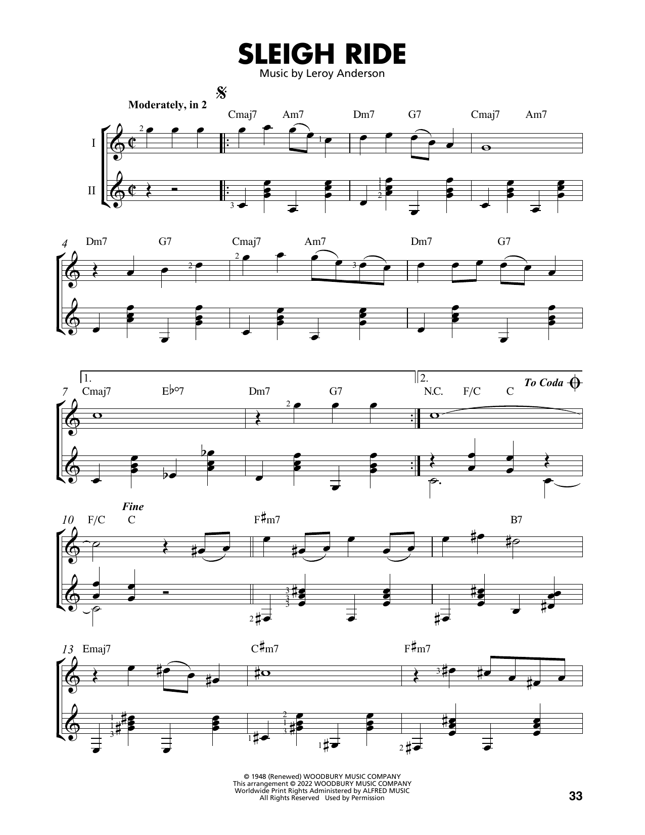 Download Leroy Anderson Sleigh Ride (arr. Mark Phillips) Sheet Music and learn how to play Easy Guitar Tab PDF digital score in minutes