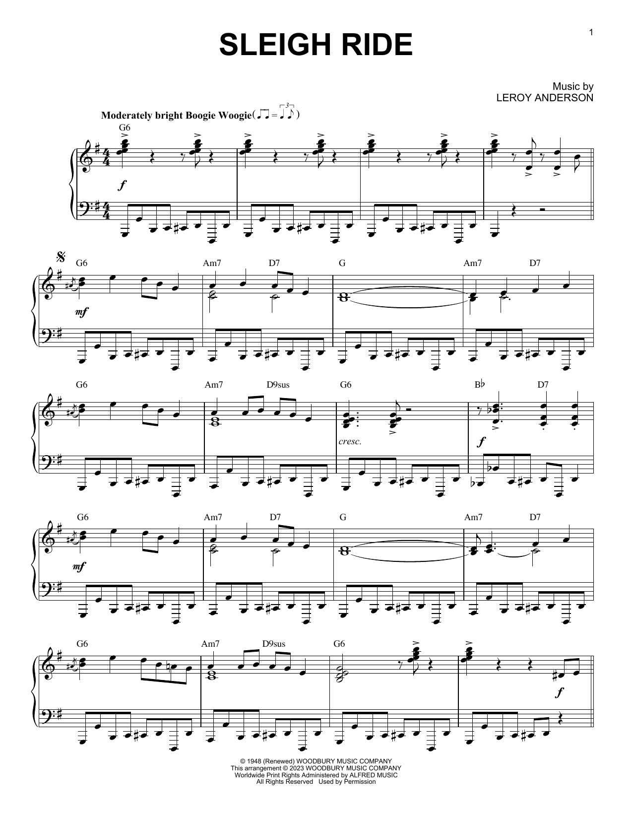 Download Leroy Anderson Sleigh Ride [Boogie Woogie version] (arr. Brent Edstrom) Sheet Music and learn how to play Piano Solo PDF digital score in minutes