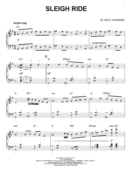 Download Leroy Anderson Sleigh Ride [Jazz Version] (arr. Brent Edstrom) Sheet Music and learn how to play Piano & Vocal PDF digital score in minutes