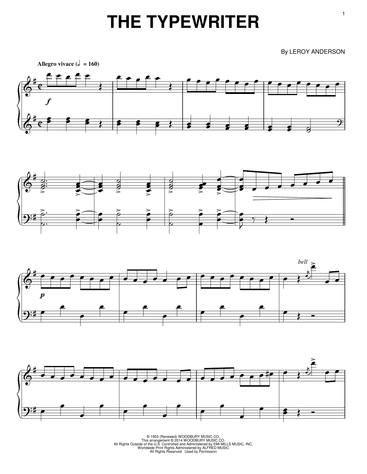 Download Leroy Anderson The Typewriter Sheet Music and learn how to play Piano PDF digital score in minutes
