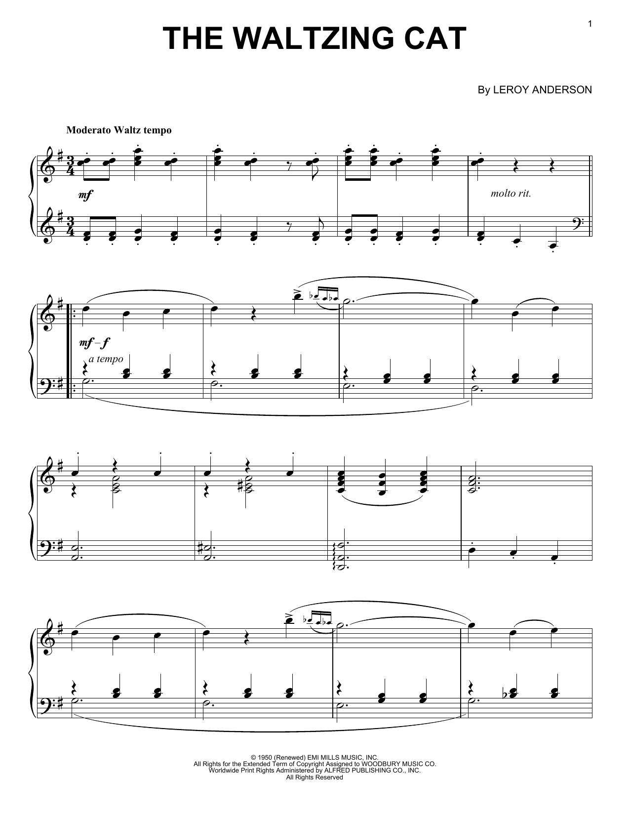 Download Mitchell Parish The Waltzing Cat Sheet Music and learn how to play Piano PDF digital score in minutes