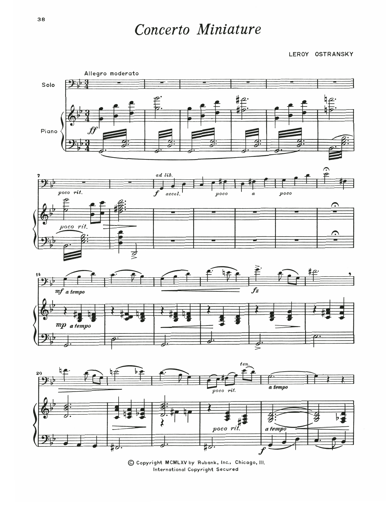 Download Leroy Ostransky Concerto Miniature Sheet Music and learn how to play Trombone and Piano PDF digital score in minutes