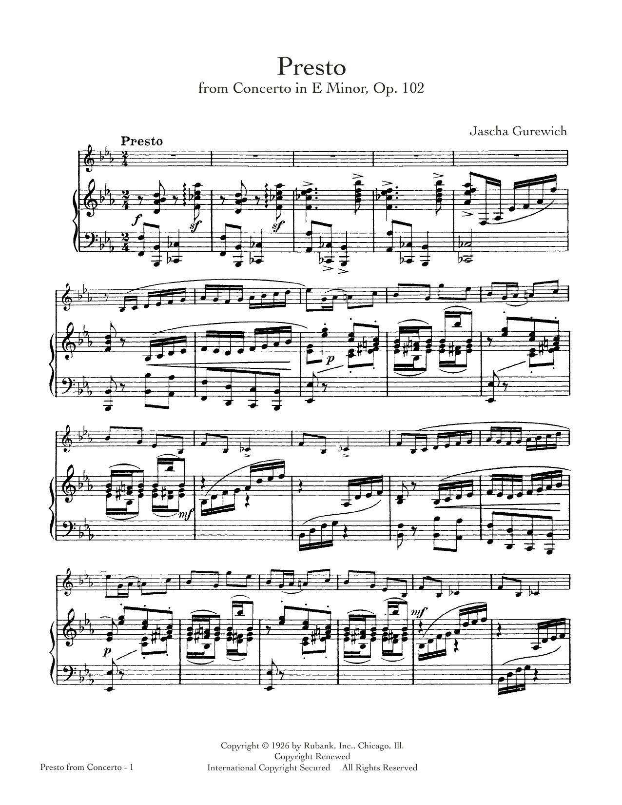 Download Leroy Ostransky Presto Sheet Music and learn how to play Alto Sax and Piano PDF digital score in minutes