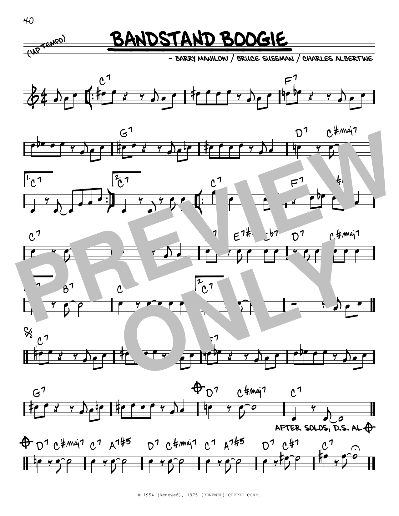 Download Les Elgart Bandstand Boogie Sheet Music and learn how to play Real Book – Melody & Chords PDF digital score in minutes