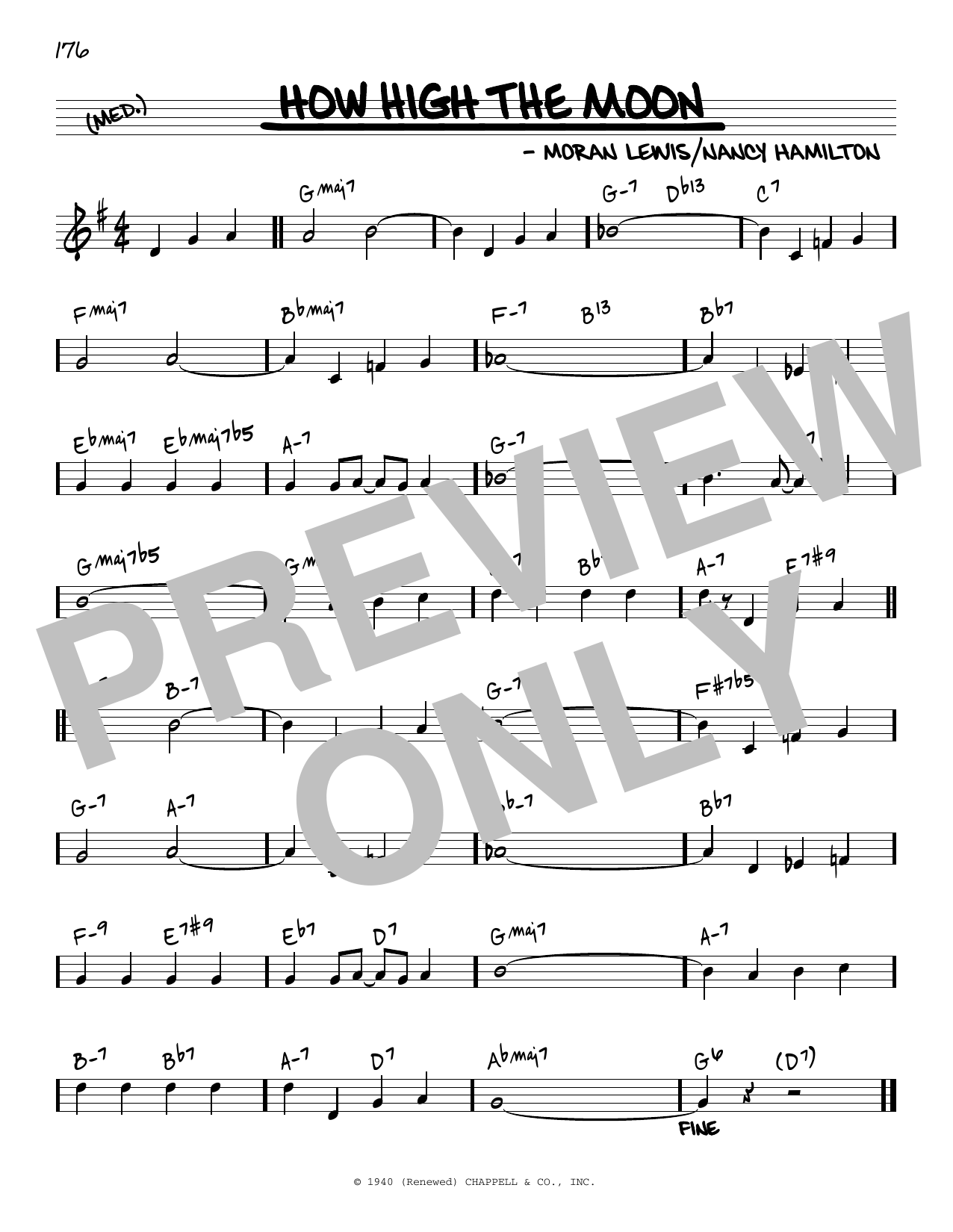 Download Les Paul & Mary Ford How High The Moon [Reharmonized version] (arr. Jack Grassel) Sheet Music and learn how to play Real Book – Melody & Chords PDF digital score in minutes