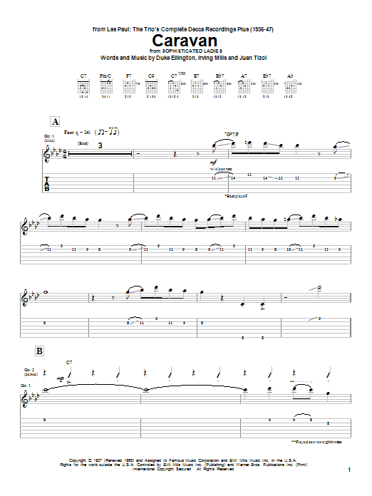 Download Les Paul Caravan Sheet Music and learn how to play Guitar Tab PDF digital score in minutes