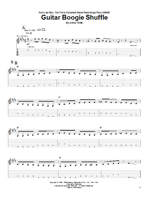 Download Les Paul Guitar Boogie Shuffle Sheet Music and learn how to play Guitar Tab PDF digital score in minutes