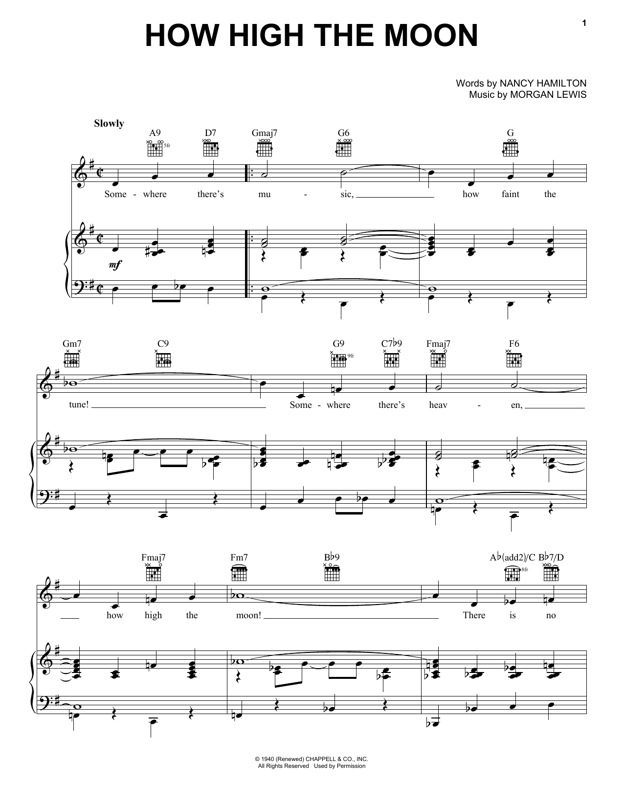 Download Les Paul How High The Moon Sheet Music and learn how to play Real Book – Melody, Lyrics & Chords PDF digital score in minutes