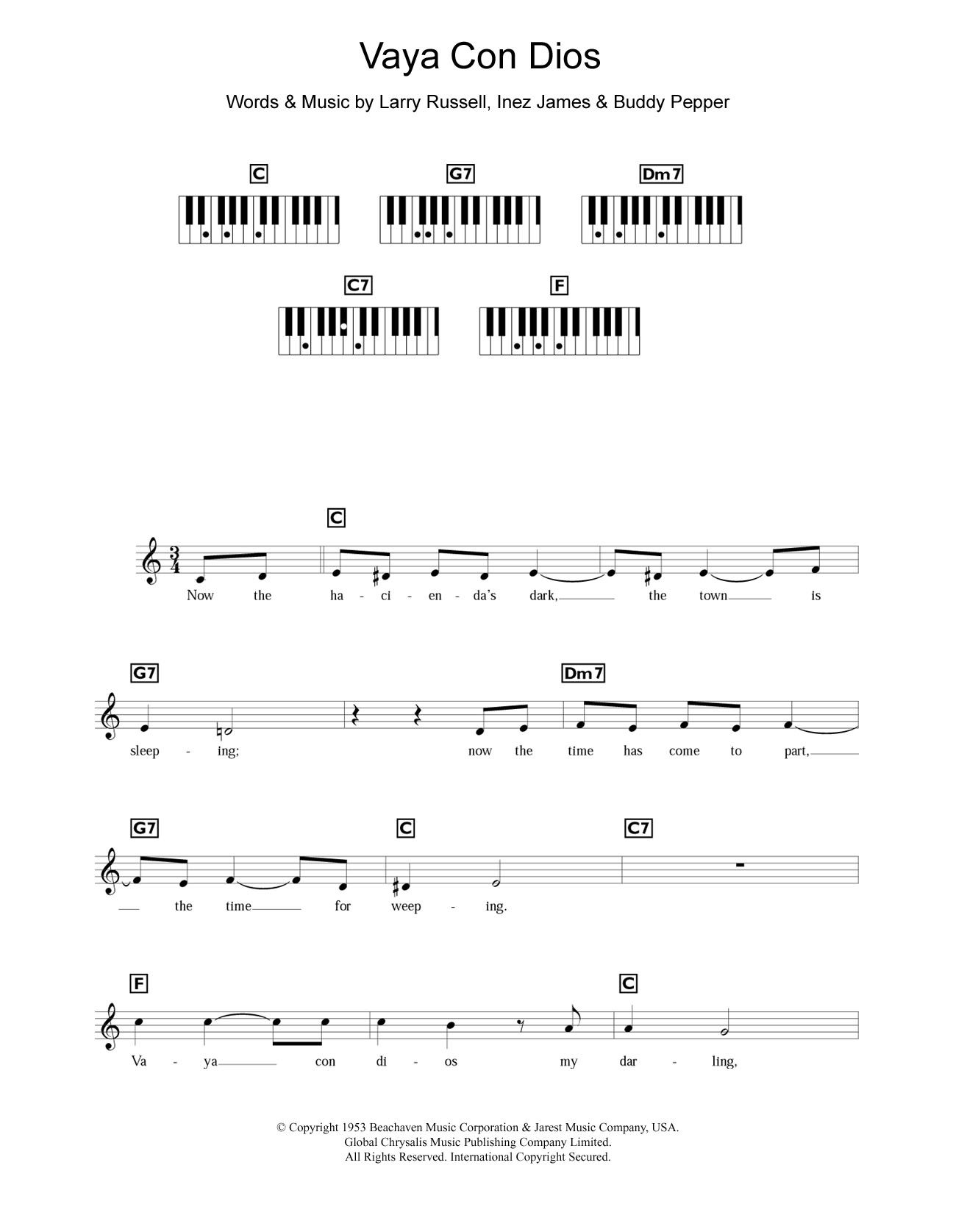 Download Les Paul Vaya Con Dios Sheet Music and learn how to play Keyboard PDF digital score in minutes