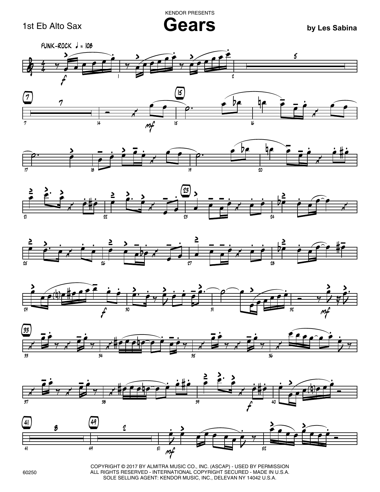 Les Sabina "Gears 1st Eb Alto Saxophone" Sheet Music Notes Download