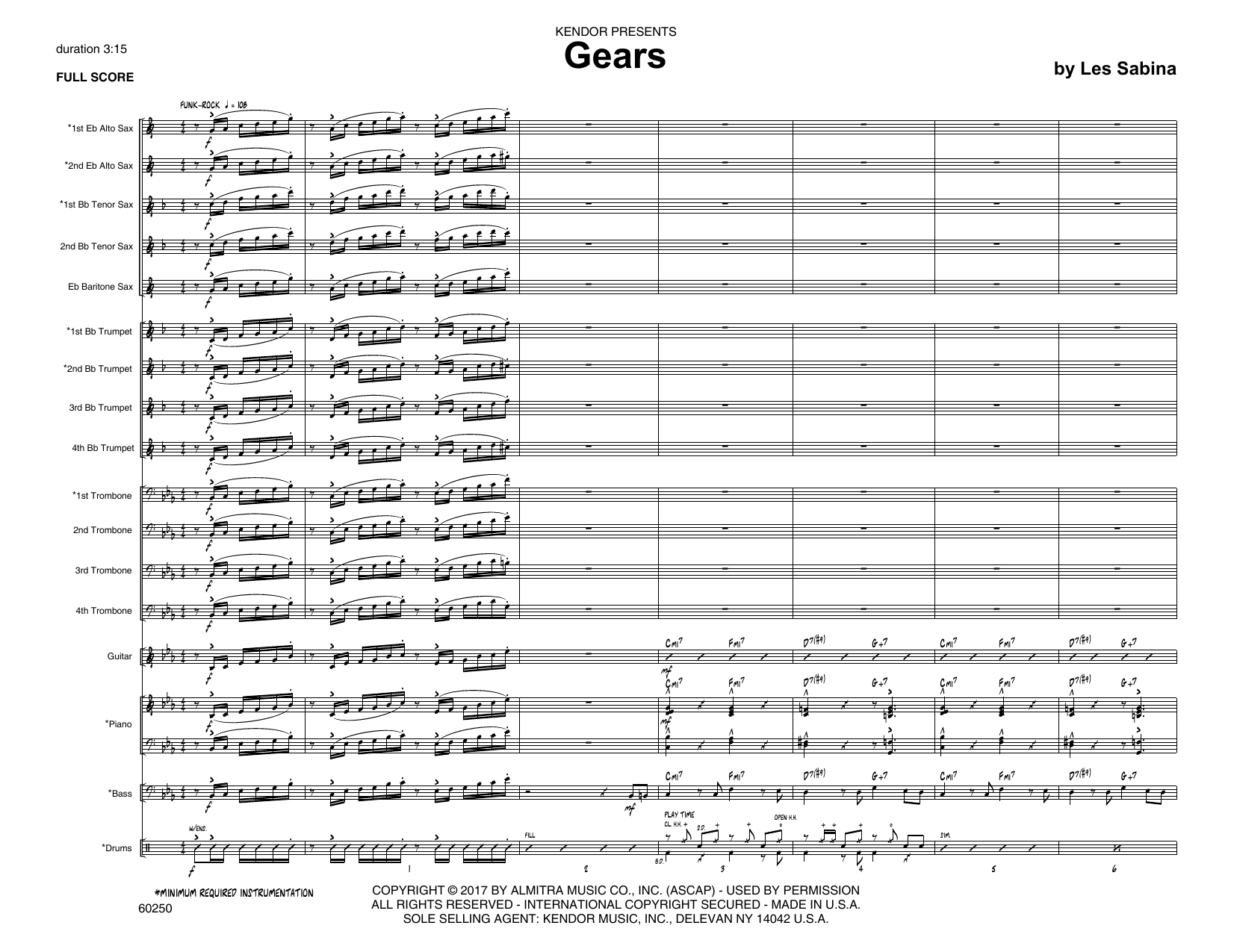 Les Sabina "Gears Full Score" Sheet Music Notes Download Printable