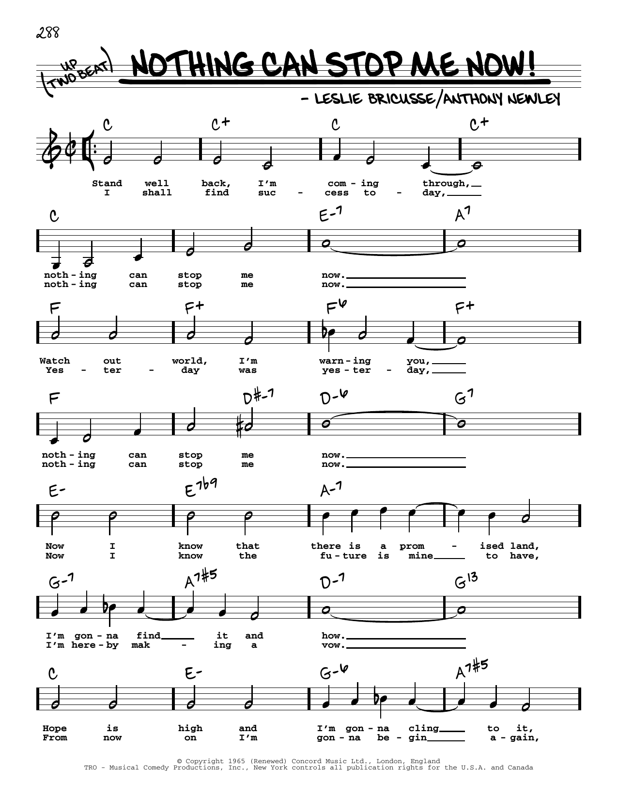 Download Lesley Bricusse and Anthony Newley Nothing Can Stop Me Now! (Low Voice) Sheet Music and learn how to play Real Book – Melody, Lyrics & Chords PDF digital score in minutes