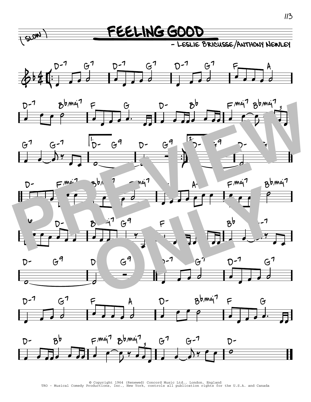 Download Leslie Bricusse and Anthony Newley Feeling Good Sheet Music and learn how to play Real Book – Melody & Chords PDF digital score in minutes