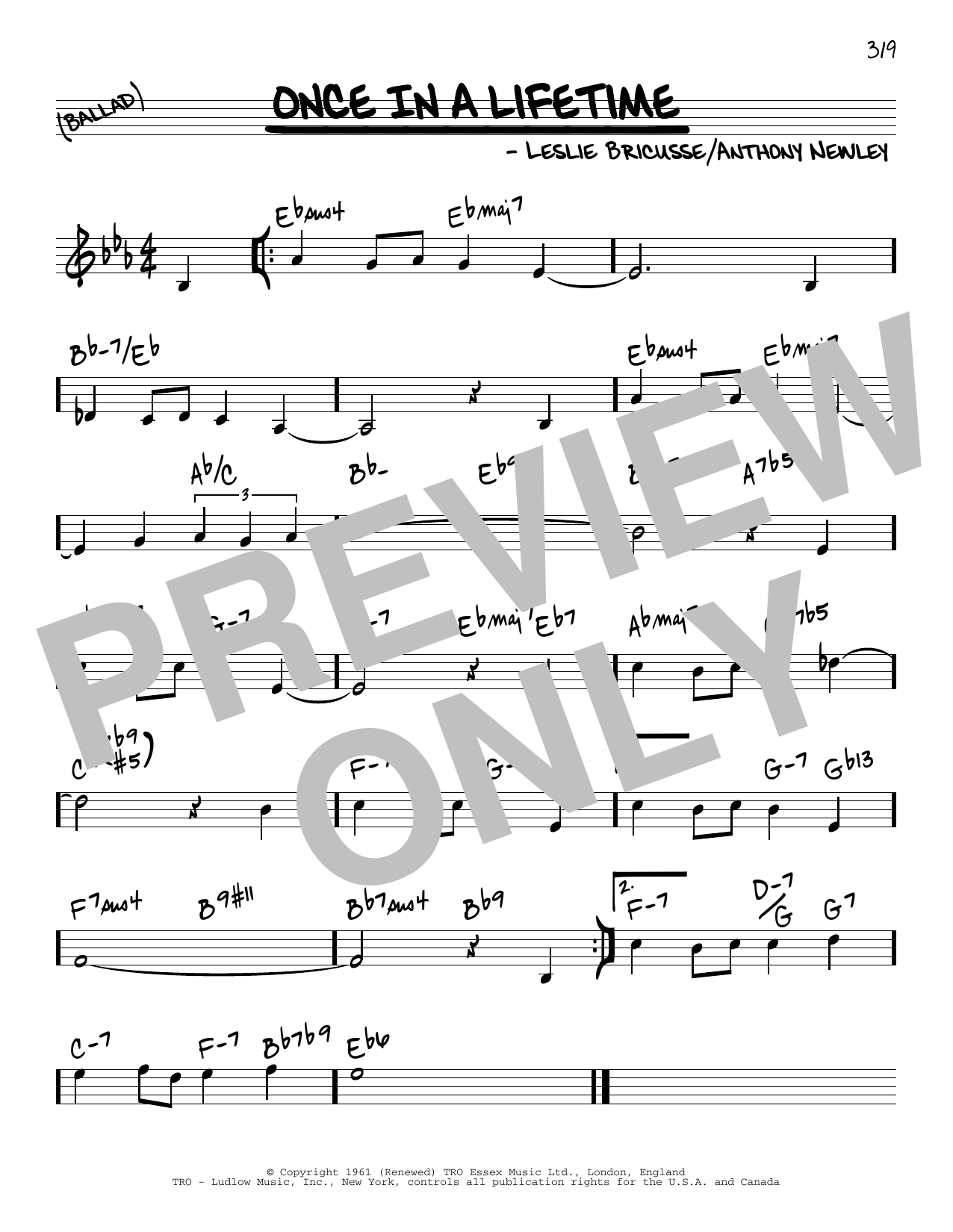 Download Leslie Bricusse and Anthony Newley Once In A Lifetime Sheet Music and learn how to play Real Book – Melody & Chords PDF digital score in minutes