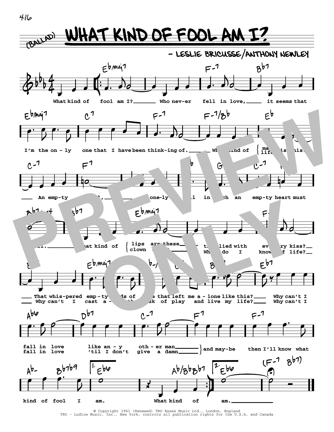 Download Leslie Bricusse and Anthony Newley What Kind Of Fool Am I? (High Voice) (from Stop The World - I Want To Get Off) Sheet Music and learn how to play Real Book – Melody, Lyrics & Chords PDF digital score in minutes