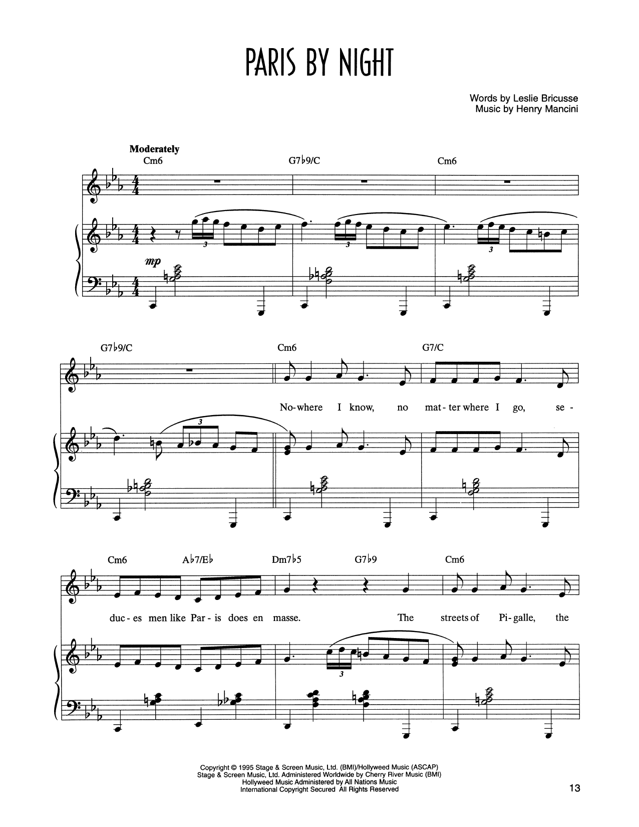 Download Leslie Bricusse and Henry Mancini Paris By Night (from Victor/Victoria) Sheet Music and learn how to play Piano & Vocal PDF digital score in minutes