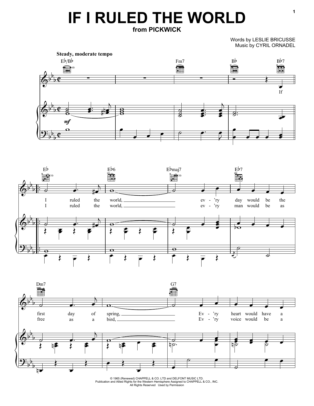 Download Leslie Bricusse If I Ruled The World Sheet Music and learn how to play Melody Line, Lyrics & Chords PDF digital score in minutes
